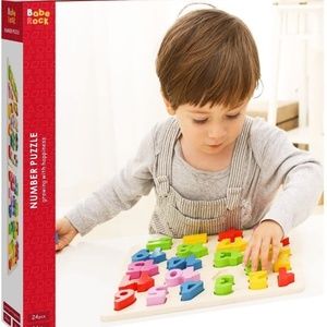 Babe Rock Wooden Number Puzzles for Toddlers 2-3 Years Old Boy Girl Learning Toy